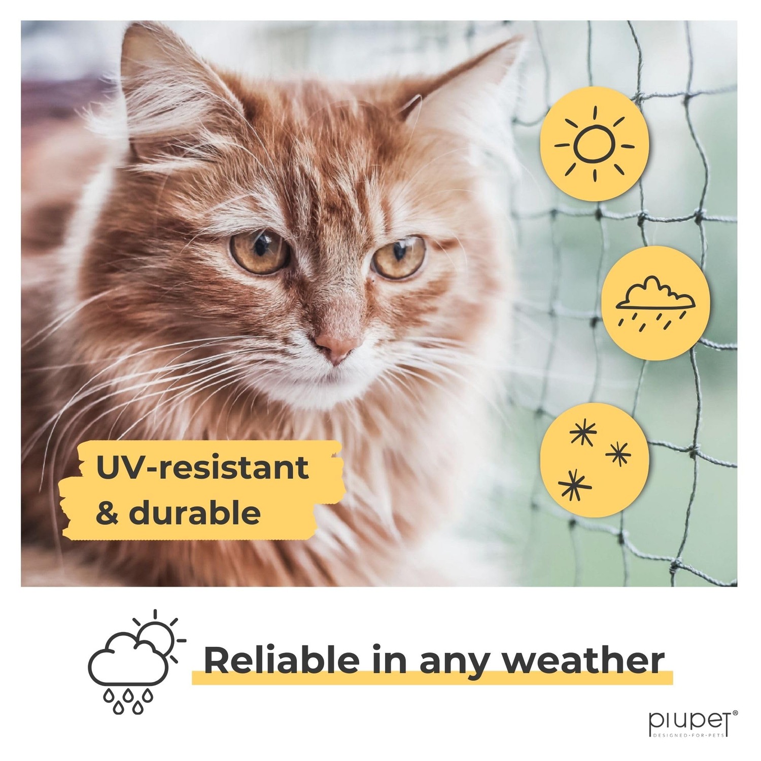 PiuPet Wire-Reinforced Cat Safety Net 8m x 3m, detail view